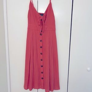 Kittenish Tie Front Midi Dress